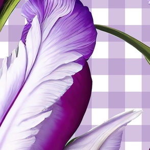 Purple iris on purple gingham