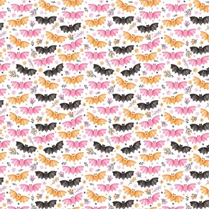 Pastel Bats and Dainty Gothic Florals Small Scale - Pastel Halloween