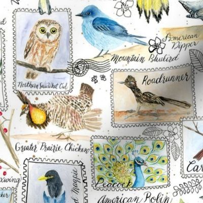 Watercolor Birding Stamps // Small