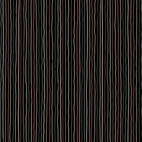 earthy crooked lines on black - lines fabric and wallpaper