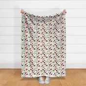 Festive floral- red and green - Large scale 