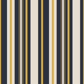 vertical stripes in black, off white, and golden yellow