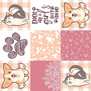 Girl Puppy Quilt Layout for Spoonflower