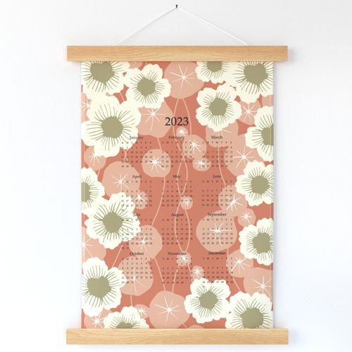 2023 Calendar - Nasturtium in Red - Wall Hanging and Tea Towel