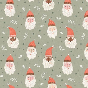 Santa Claus in a safari green background