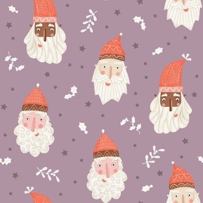 Santa Claus in lilac background