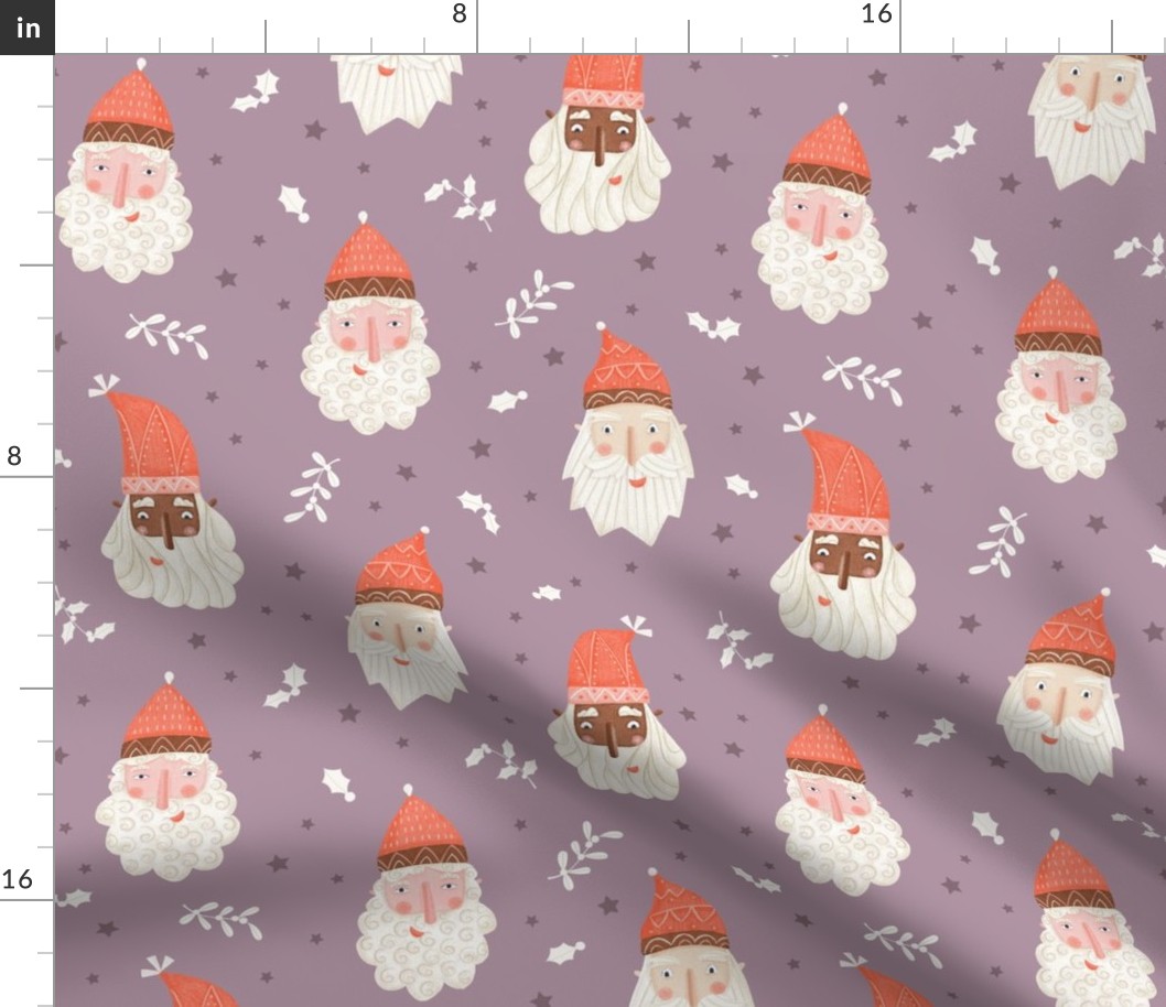 Santa Claus in lilac background