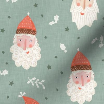 Christmas Santa Claus in a green mint background