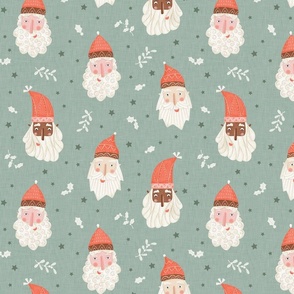 Christmas Santa Claus in a green mint background