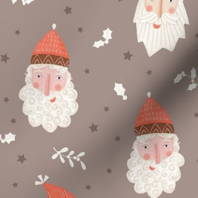 Christmas Santa Claus in a brown background