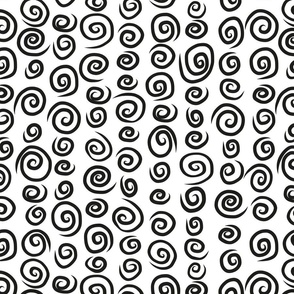 Hand drawn black spirals on white background - large