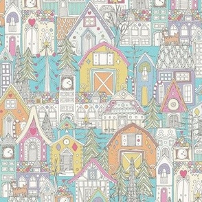 vintage gingerbread town pastel small
