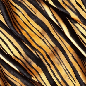 Tiger Stripes Abstract in Amber and Black Batik Watercolor