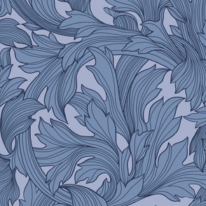 Victorian Acanthus Leaves Cornflower Blue Mix 24x24 inches