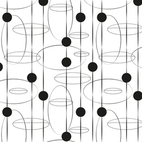 Dots and ovals - sixties style in black on white - medium