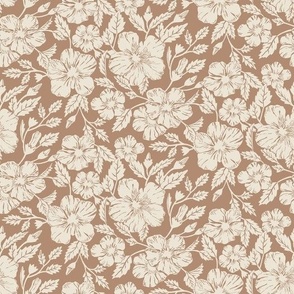 Flower with round Petals on a pastel brown background 