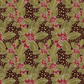 Cranberries, fruit and leaves pattern 