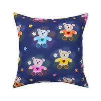 Little Ted's Flowers - night time blue, medium 