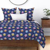 Little Ted's Flowers - night time blue, medium 