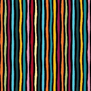 bohemian crooked stripes on black - stripes fabric and wallpaper