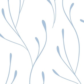 minimalist fog blue leaves - abstract botanical wallpaper