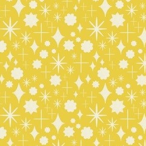 Vintage style white stars on a yellow background