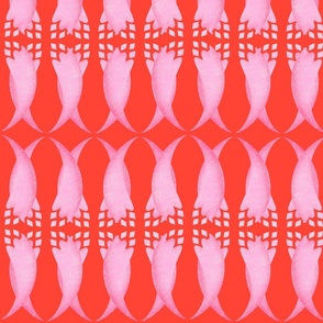Boho Fish Red Coral Tie Dye Medium 