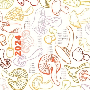 Mushrooms 2023 calendar - cream background