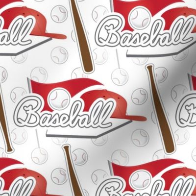 Baseball Cap, Pennant, Baseball Bat, Cursive, Script—Baseball Field, Baseball, Baseball Cap, Cute, Cuter, Cutest Kids Sheets, Baseball Bat; Red, 1800