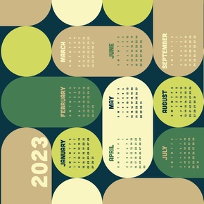 2023 Modern Minimalist Calendar Wallhanging on Navy