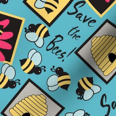 Save the Bees Turquoise Large