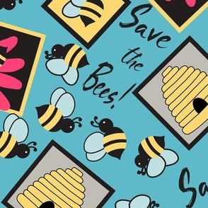 Save the Bees Turquoise Large