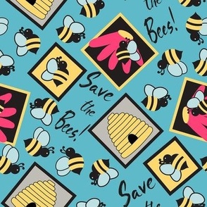 Save the Bees Teal Medium