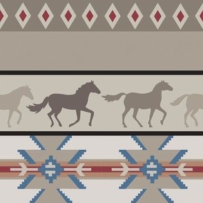 Running Horses Native American Gray Medium