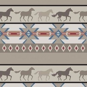 Running Horses Native American Gray Small