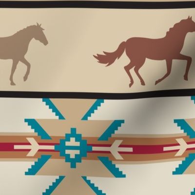 Running Horses Native American Tan Large