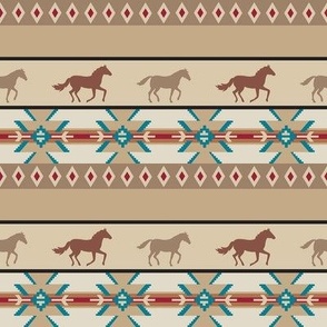 Running Horses Native American Tan Small
