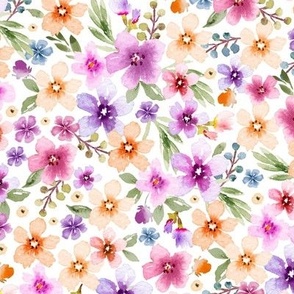 Pretty watercolor floral, botanical florals, bright