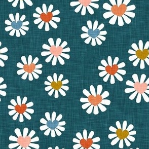 heart daisies - Valentine's Day daisy - teal  - LAD22