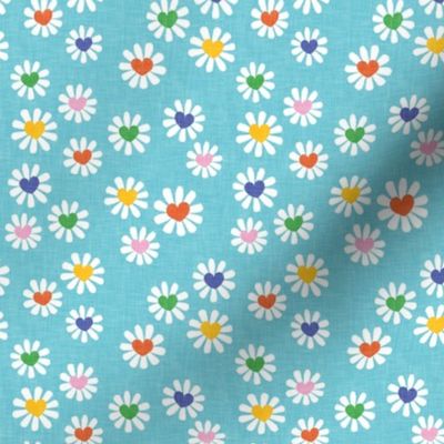 (small scale) heart daisies - Valentine's Day daisy - blue  - LAD22