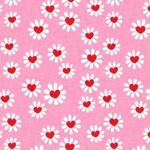 (small scale) heart daisies - Valentine's Day daisy - red/pink - LAD22