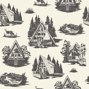 Charcoal and Ivory A-Frame Toile 