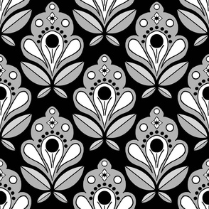 Bold Abstract Floral On Black - small format