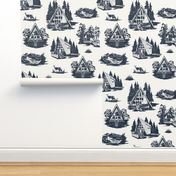 Navy and Cream A-Frame Toile 