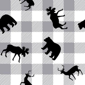 Gray White Buffalo Plaid Bear Moose Deer Medium