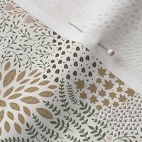 Autumn Botanical in warm neutral colors - gold, soft pink, sage green