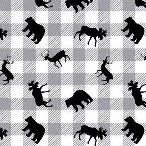 Gray White Buffalo Plaid Bear Moose Deer Small