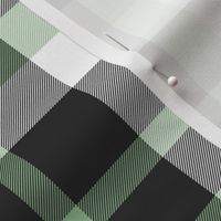 Nine Boxes Plaid in Mint Green Black and White