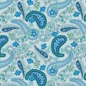 Blue Paisley on Blue Small