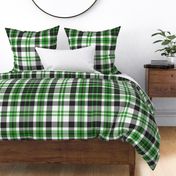 Nine Boxes Plaid in Green Black and White